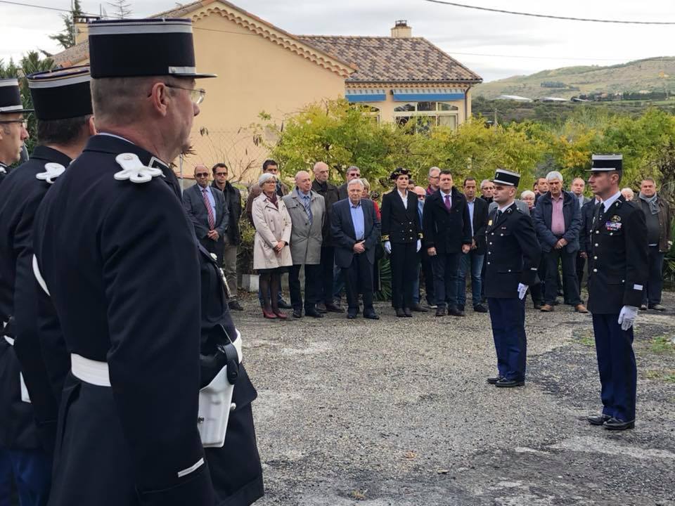 Remise de commandement de la brigade de gendarmerie de Villeneuve-de-Berg au major Olivier Bernard.