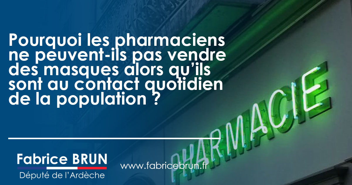 Pourquoi les pharmaciens ne peuvent-ils pas vendre des masques alors qu’ils sont au contact quotidien de la population ?