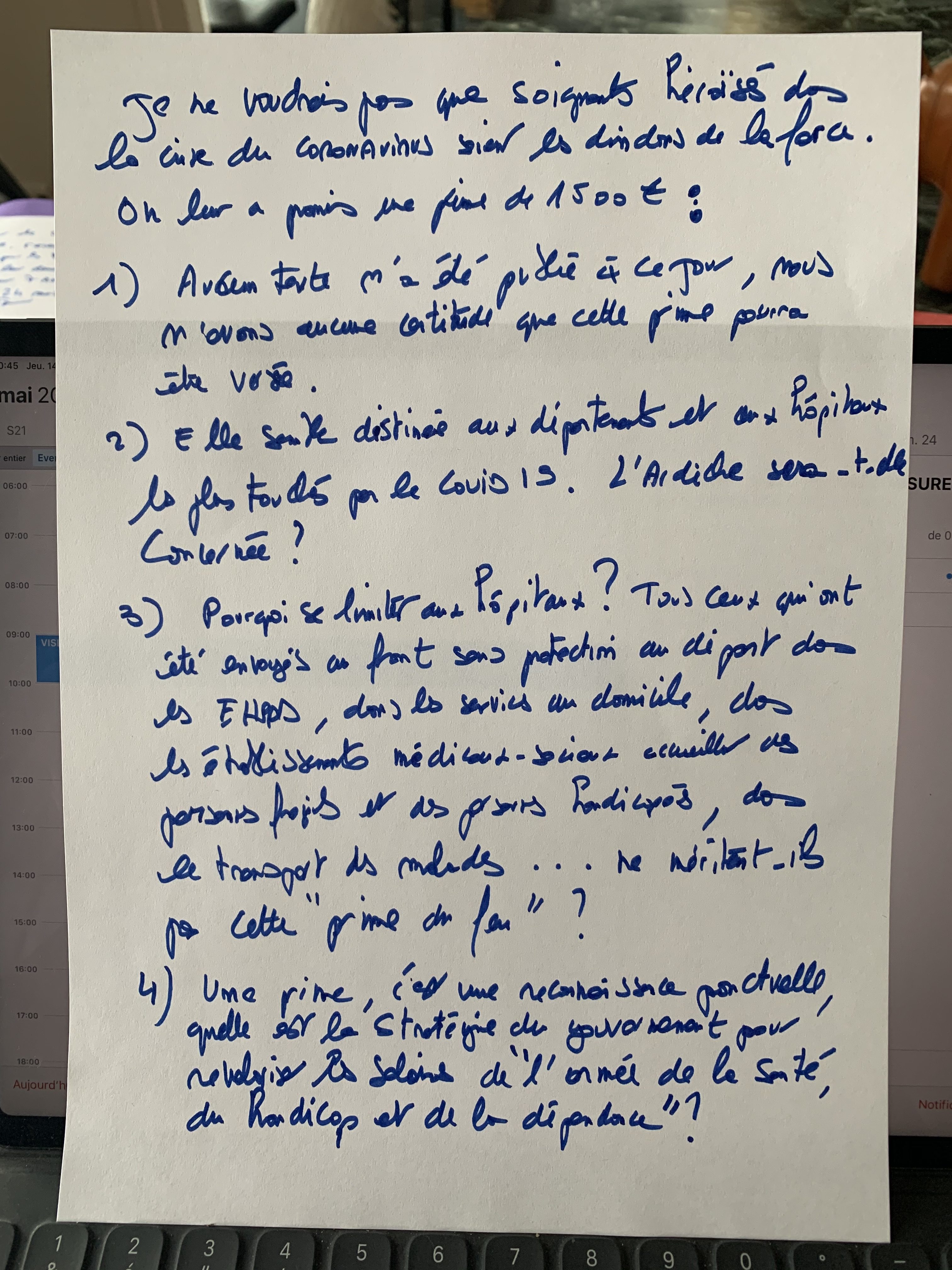 Voilà comment naît une question au gouvernement.