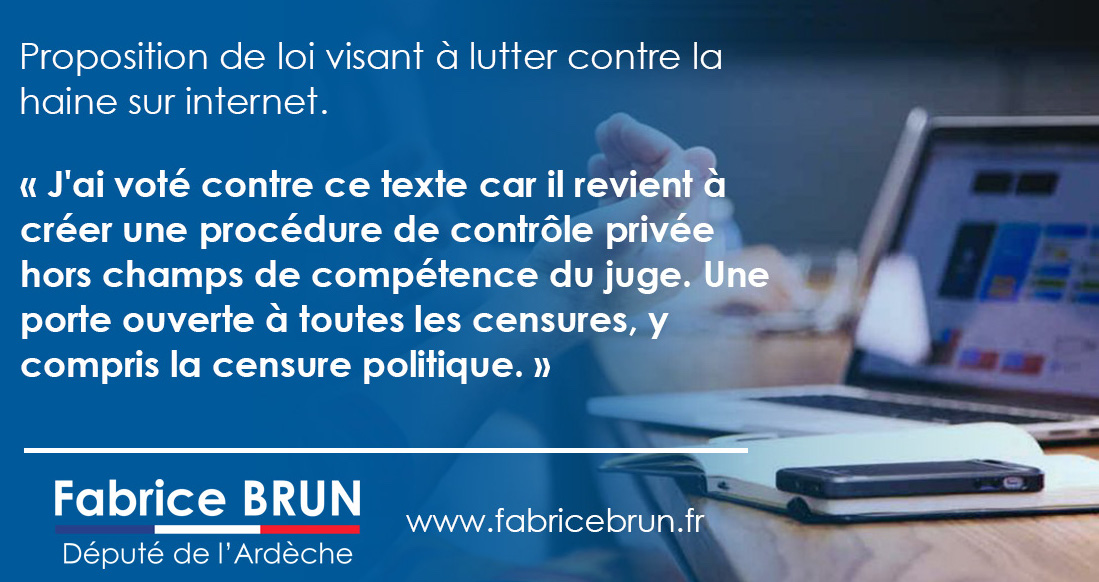 Proposition de loi visant à lutter contre la haine sur internet.