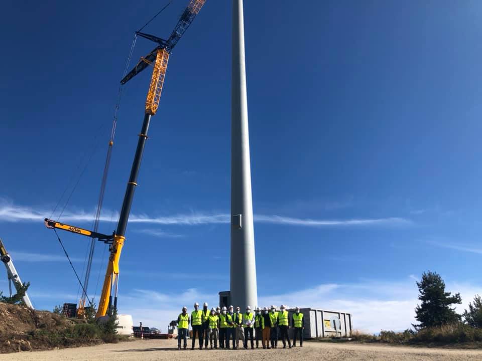 Visite du chantier du parc éolien de Cham Longe sur la Montagne ardéchoise.