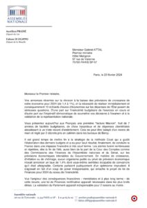 Courrier au premier ministre sur les dérives budgétaires du Gouvernement