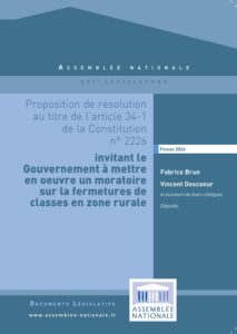 moratoire contre la suppression de classes en zone rurale