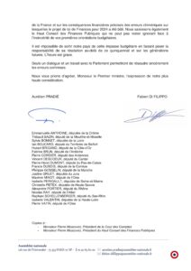 Courrier au premier ministre sur les dérives budgétaires du Gouvernement