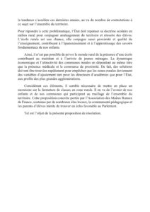 moratoire contre la suppression de classes en zone rurale