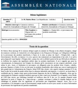 Origine des produits transformés