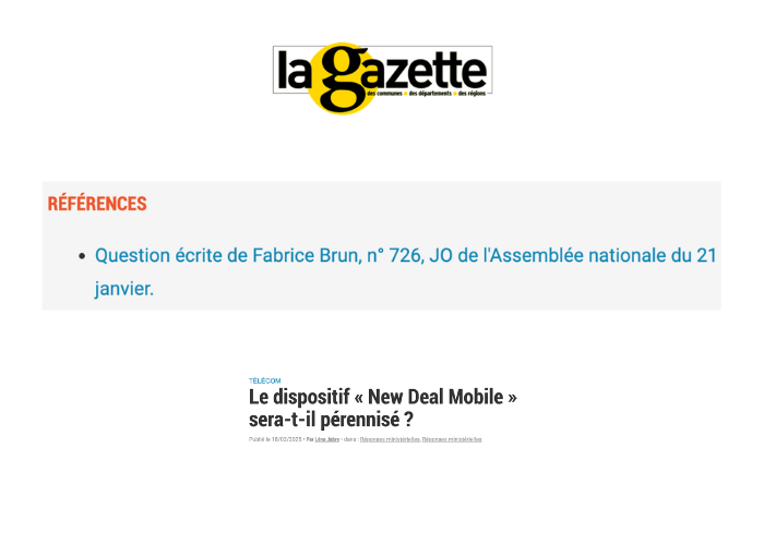 Territoires ruraux et couverture mobile, notre travail parlementaire relayé par La Gazette des communes