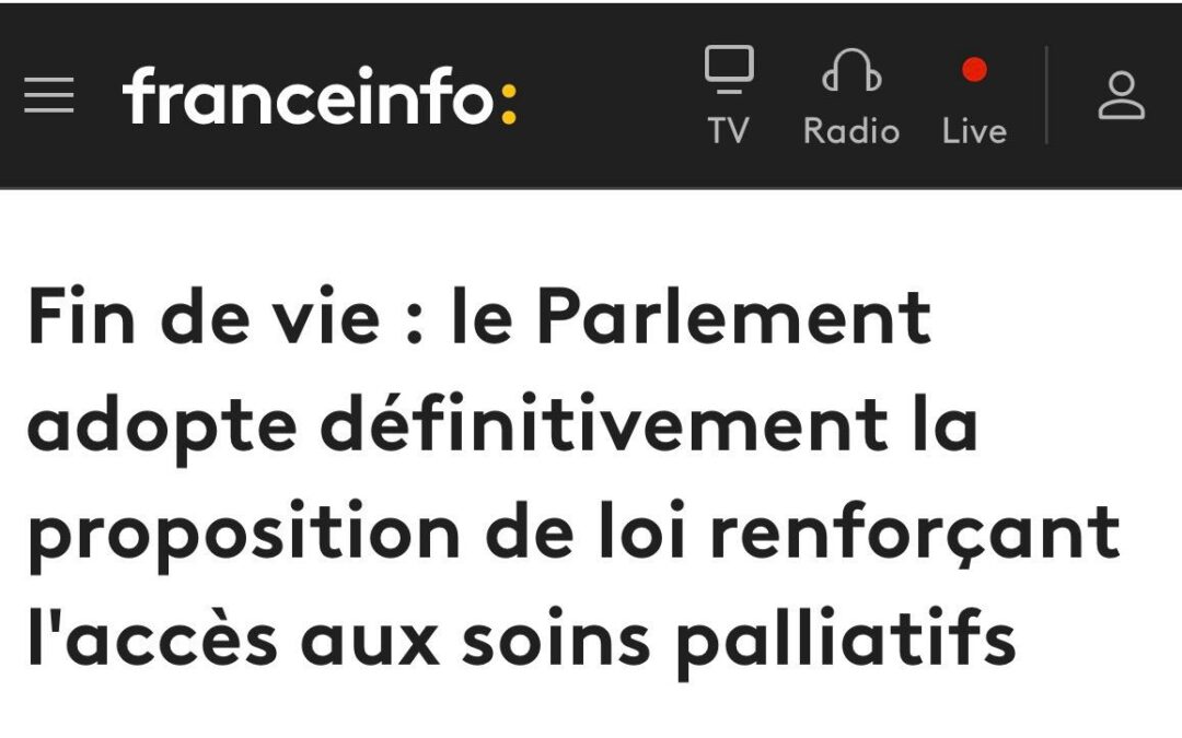 Soins palliatifs, la loi est adoptée.
